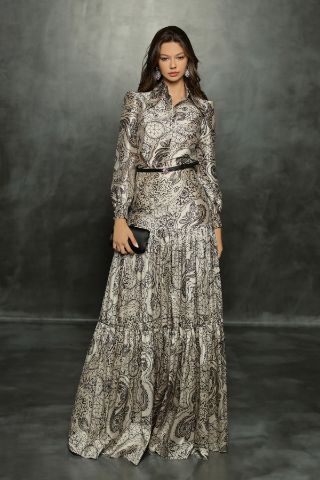 Picture of 65097 - STONE/BLACK SIENNA SKIRT